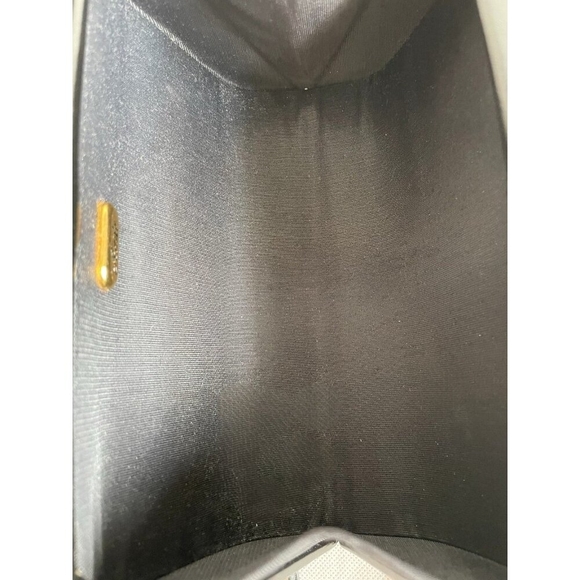 Ande Vintage Black Leatherette Shoulder Bag Clutch Gold Bar Handle Purse - Picture 6 of 6